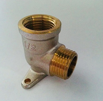 Угол латунь с креплением 1/2" НВ (установочный)