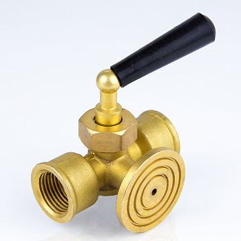 Кран под манометр пробковый 3-х ходовой с ручкой G1/2"-М20х1,5 (фланец)