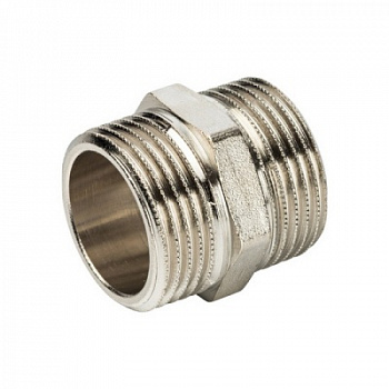 Ниппель латунь 1-1/4" НР СМС (никель) Ниппель латунь 1-1/4" НР СМС (никель)