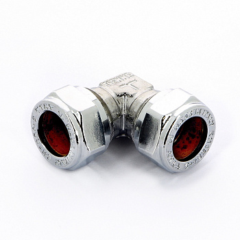 Угол обжимной для медной трубы 10мм х 10мм. (Хром)