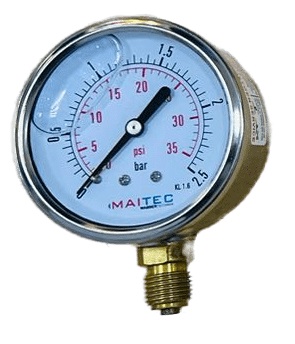 Манометр 2,5 бар радиальный 63мм (G1/4") MAITEC (Глицерин)