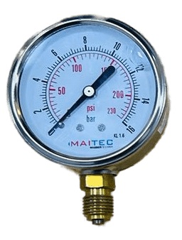 Манометр 16 бар радиальный 63мм (G1/4") MAITEC (Глицерин)