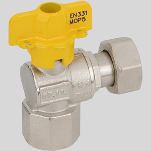 Кран газовый угловой ВР 1/2"х1/2" с накидной гайкой BUGATTI 