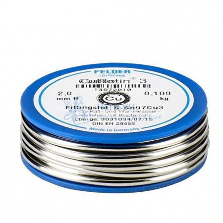 Припой мягкий №3 2мм 250гр на шпуле Cu-Rotin®3