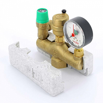 Группа безопасности котла до 50кВт, 1"ВР, 3бар, теплоизол.