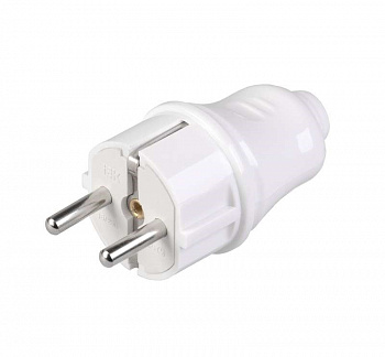 Вилка для розетки 220В разборная, прямая 16А (белая)