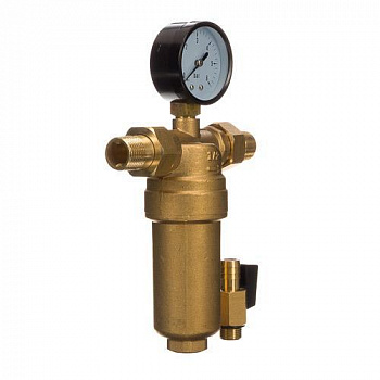 Фильтр самопромывной с манометром 1"НР ГВ (латунь)