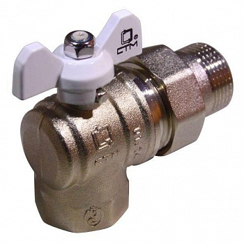 Кран для воды шаровой (американка) угловой НВ 3/4" бабочка, СТМ 