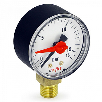 Манометр 16 бар радиальный 80мм (G1/2") UNI-FITT