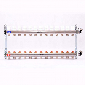 Коллекторная группа для теплого пола из нерж. стали 1"х3/4"ЕК 13 выходов, UNI-FITT