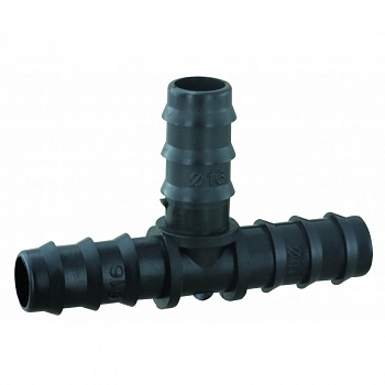 Тройник капельного полива 16х16х16мм, черный