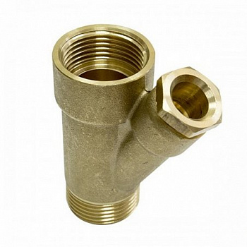 Тройник Y образный 1"ВРх1/2"ВРх1"НР для греющего кабеля с сальником