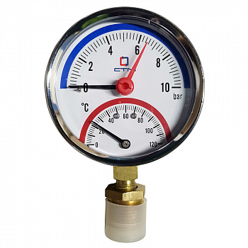 Термоманометр 10 бар, +120гр. радиальный (G1/2") СТМ