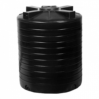 Бак пластиковый для воды 3000л. Черный с крышкой (круглый)