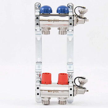 Коллекторная группа для теплого пола 1х3/4"ЕК 2 выхода, UNI-FITT (латунь)