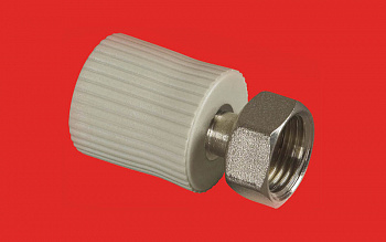 Муфта полипропилен 20х3/4" с накидной гайкой для гор. воды (латунь) FV-plast