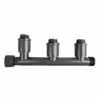 Коллектор для 3-х клапанов автополива 1"ВР поворот. х 1"НР х (3выхода х 1"НР поворот.) RainBird