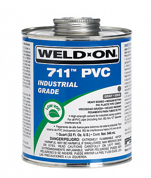 Клей для ПВХ труб, Weld-On 711 (PVC-U) 946гр. (до 315мм)