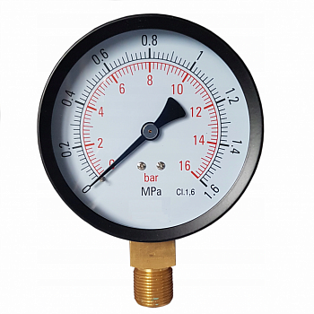 Манометр 16 бар (1,6 MPa)  радиальный 100мм (G1/2")