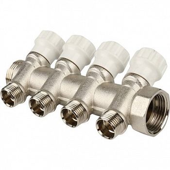 Коллектор для теплого пола ITAP 4 выхода НВ 1"х1/2"ЕК с вентилям