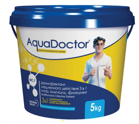 Картинка товара aquadoctor 3в1 в таблетках по 200гр. для бассейна (5кг) AquaDoctor МС-Т 200/5 ufa-aqua.ru