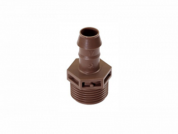 Штуцер капельного полива прямой НР 1/2"х17мм (коричневый)