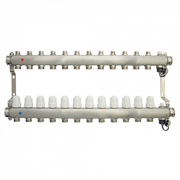 Коллекторная группа из нерж. стали 1"х3/4" 12 выходов без расходомеров ONDO