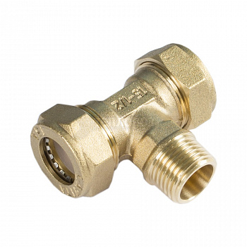 Тройник 20х3/4"х20 НР для гофрированной трубы из нерж. стали